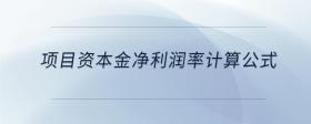 項目資本金凈利潤率計算公式